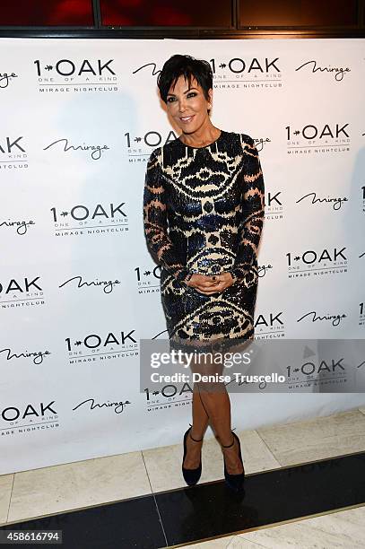 Kris Jenner arrives to birthday at 1 OAK Nightclub at the Mirage Hotel and Casino on November 7, 2014 in Las Vegas, Nevada.