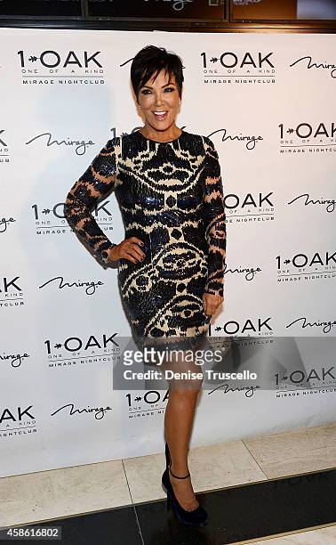 Kris Jenner arrives to birthday at 1 OAK Nightclub at the Mirage Hotel and Casino on November 7, 2014 in Las Vegas, Nevada.