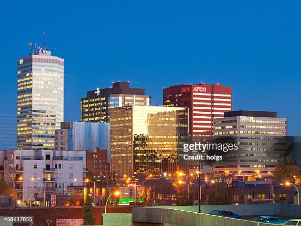 edmonton city at night, canada - edmonton sunset stock pictures, royalty-free photos & images