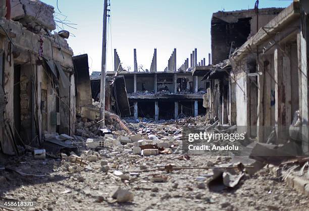 View of the Syrian town of Kobani where clashes between ISIL militants and Kurdish armed groups continue, on November 07, 2014.