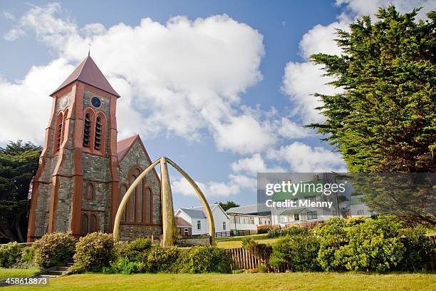 port stanley church falkland islands - port stanley falkland islands stock pictures, royalty-free photos & images