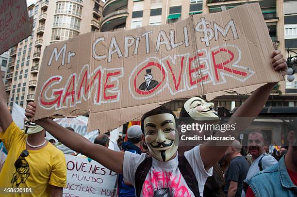 mr. el capitalismo partido - ocupar wall street fotografías e imágenes de stock