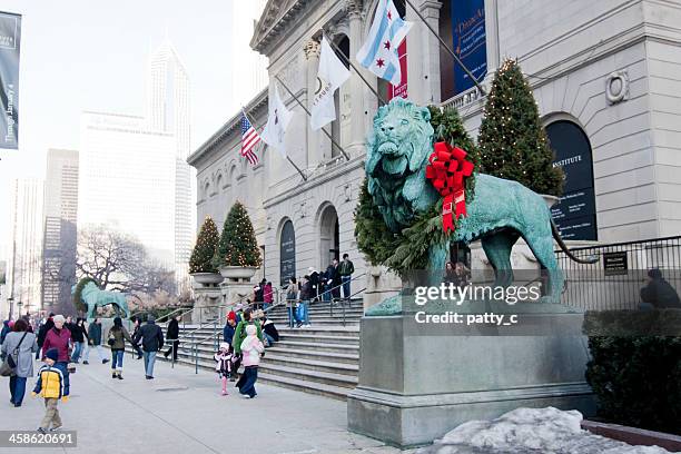 art institute at christmas - chicago art museum stock pictures, royalty-free photos & images