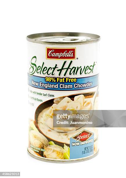campbell's new england clam chowder - new england clam chowder stock-fotos und bilder