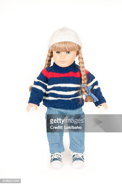 american girl doll kirsten with blonde braids - american girl doll stock pictures, royalty-free photos & images