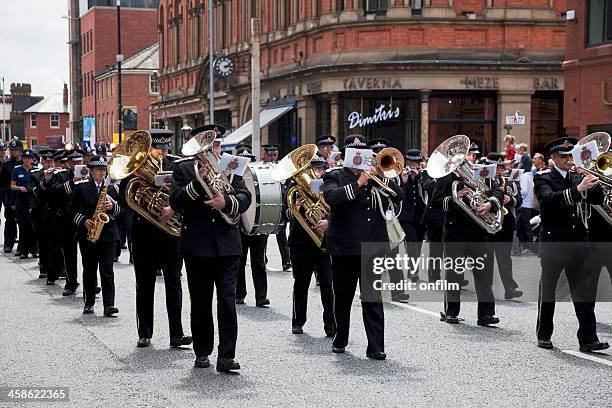 police marching band - brass band stock pictures, royalty-free photos & images