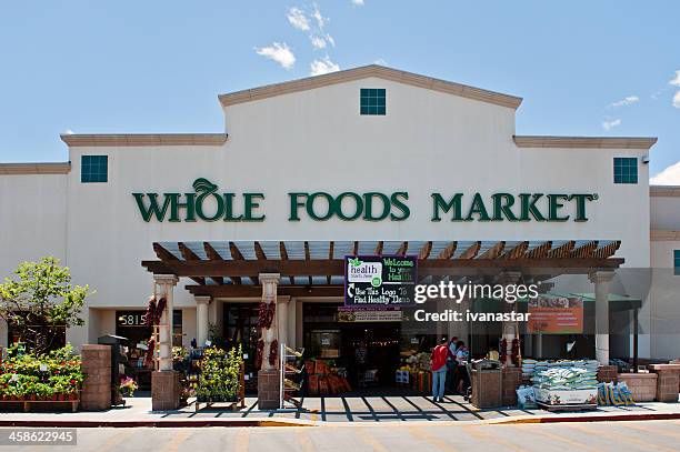 whole foods market natural and organic grocery store - whole foods grocery store stock pictures, royalty-free photos & images