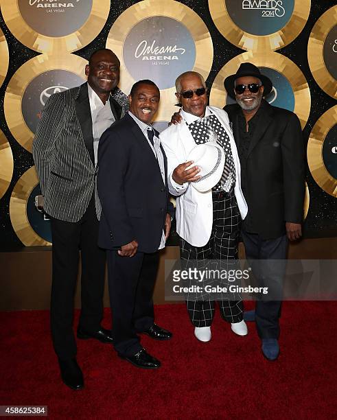 Honorees George Brown, Ronald Bell, Dennis Thomas and Robert "Kool" Bell of Kool and the Gang arrive at the 2014 Soul Train Music Awards at the...