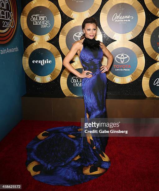 Singer Alyson Cambridge arrives at the 2014 Soul Train Music Awards at the Orleans Areana on November 7, 2014 in Las Vegas, Nevada.