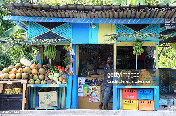 local fruit stand in ocho rios, jamaica - jamaica bildbanksfoton och bilder