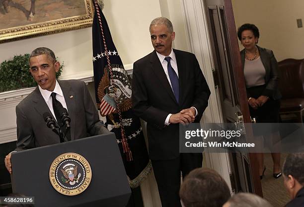 President Barack Obama introduced Loretta Lynch as his nominee to replace Eric Holder as Attorney General during a ceremony in the Roosevelt Room of...