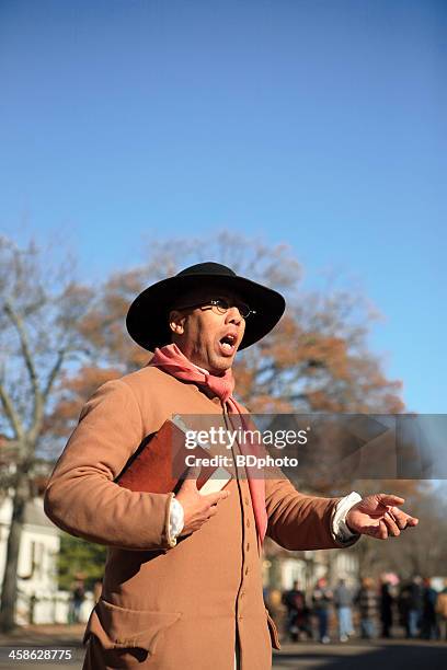 colonial preacher in williamsburg, va - colonial williamsburg stock pictures, royalty-free photos & images