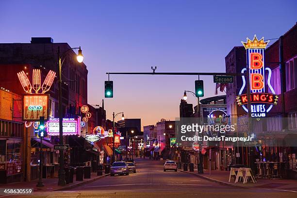 beale street  memphis - tennessee music stock pictures, royalty-free photos & images