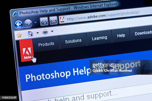 adobe photoshop - macro shot of real monitor screen - adobe photoshop bildbanksfoton och bilder