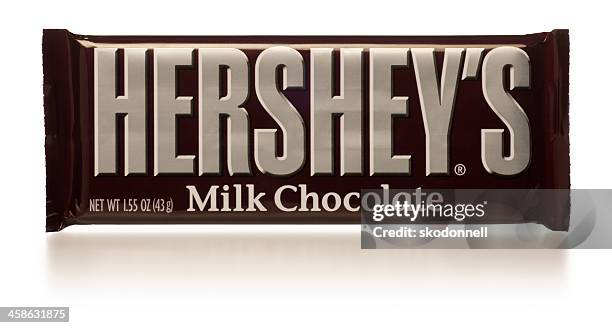 hershey's chocolate bar on white - hershey chocolate bar stock pictures, royalty-free photos & images