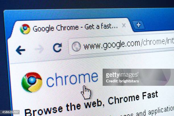 chrome webpage on the browser - google stock-fotos und bilder