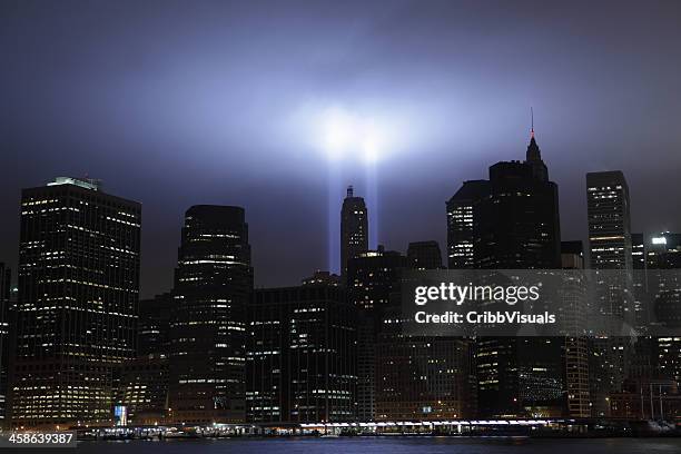 september 11th world trade center memorial lights new york 2006 - tribute in light stock pictures, royalty-free photos & images