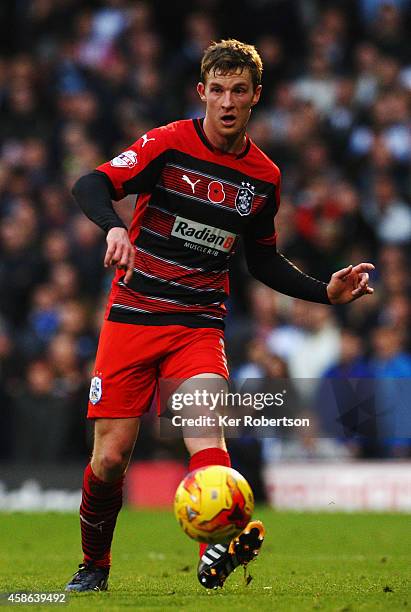 Paul Dixon of Huddersfield Town runs with the ball during the Sky Bet Championship match between Fulham and Huddersfield Town at Craven Cottage on...