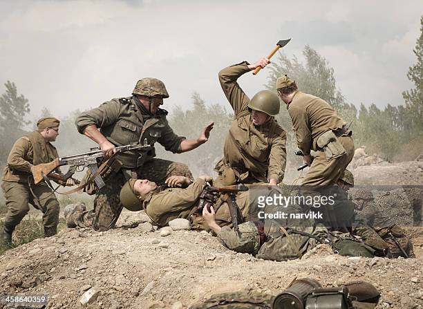 german soldiers fighting with red army - wehrmacht stock pictures, royalty-free photos & images