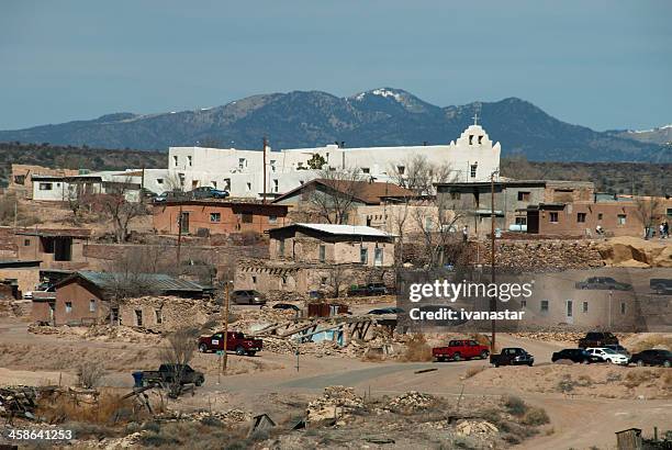 native indian laguna pueblo on route 66 - pueblo stock pictures, royalty-free photos & images