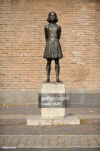statue of anne frank in utrecht, the netherlands - anne frank photos stock pictures, royalty-free photos & images
