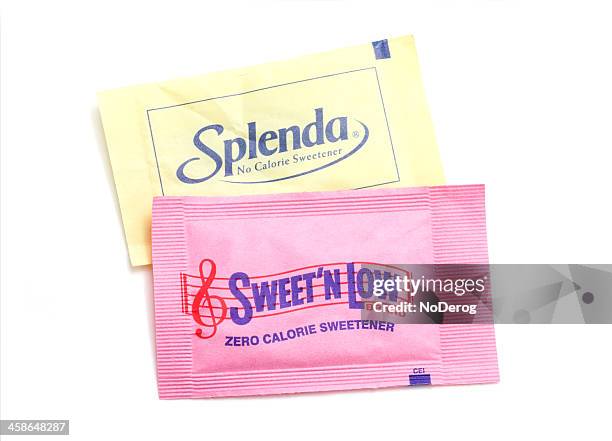 sweet n low and splenda packets - artificial sweetener stock pictures, royalty-free photos & images