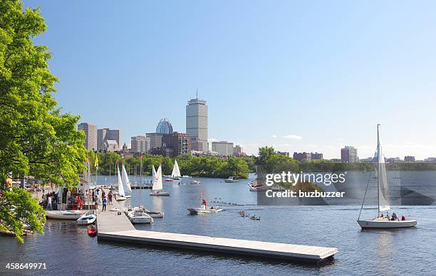 boston, den charles river und den jachthafen - buzbuzzer stock-fotos und bilder