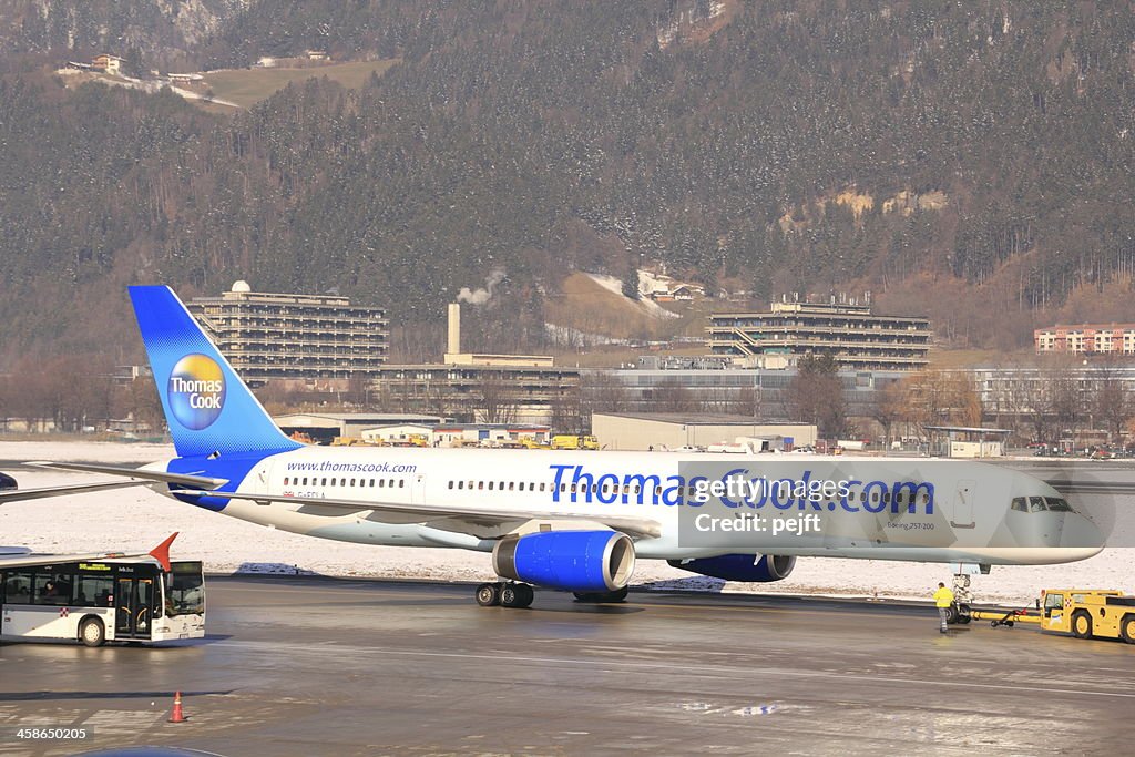 Thomas Cook Boeing 757-200 passenger jet in Innsbruck