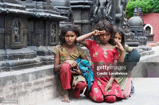 girls from nepal - nepal children stock pictures, royalty-free photos & images