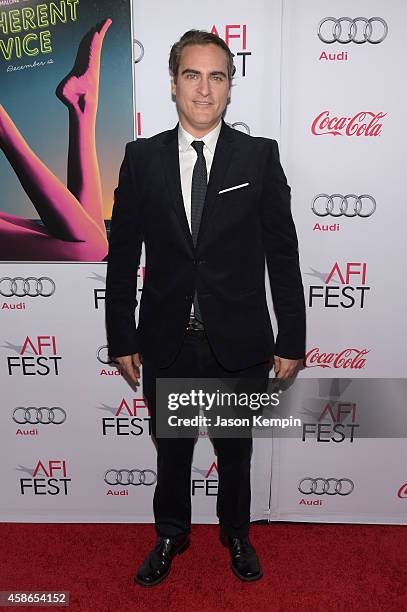 Actor Joaquin Phoenix attends the screening of "Inherent Vice" during AFI FEST 2014 presented by Audi at the Egyptian Theatre on November 8, 2014 in...