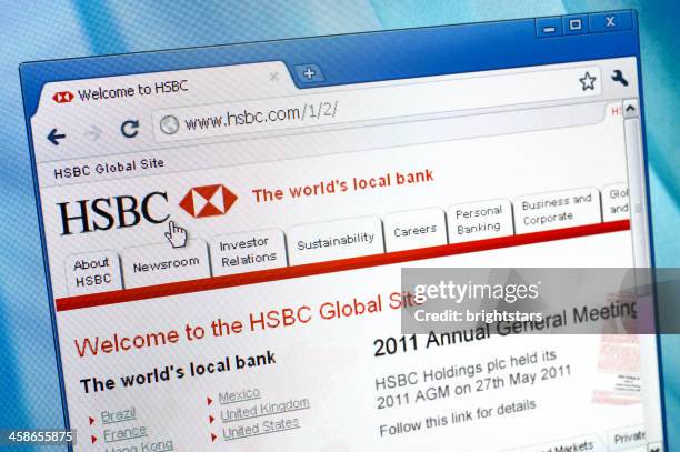 hsbc webpage on the browser - hsbc stock pictures, royalty-free photos & images