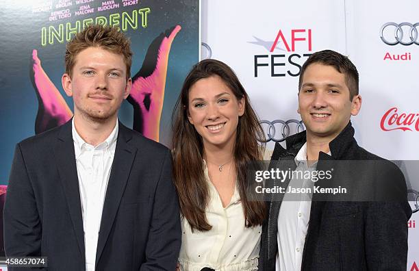 Director Nick Rowland, editor Miranda Ballesteros, and producer Michelangelo Fan attend the screening of "Inherent Vice" during AFI FEST 2014...