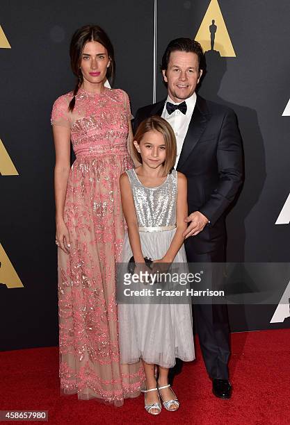 Model Rhea Durham, Ella Wahlberg, and actor Mark Wahlberg attend the Academy Of Motion Picture Arts And Sciences' 2014 Governors Awards at The Ray...