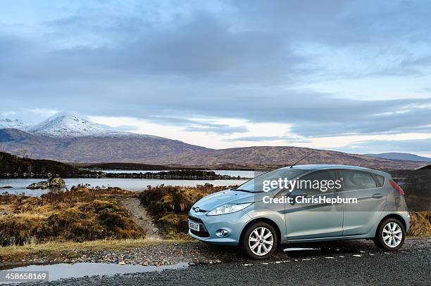 ford fiesta on rannoch moor, scotland - ford fiesta cars stock pictures, royalty-free photos & images