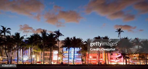 miami beach city skyline in florida usa - miami skyline night stock pictures, royalty-free photos & images