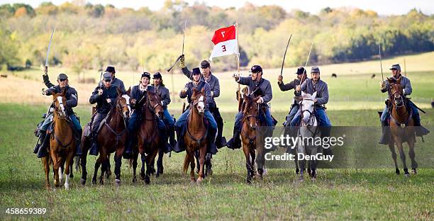 confederate cavalry charge in the shenandoah valley, virginia - horseguards stock pictures, royalty-free photos & images