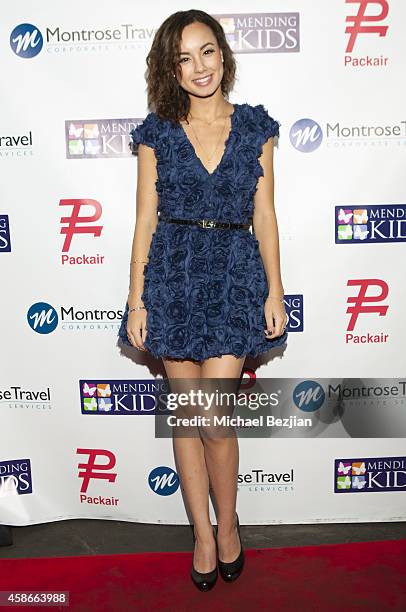 Actress Savannah Jayde arrives at Mending Kids International Wings Around The World Gala at Santa Monica Airport on November 8, 2014 in Santa Monica,...