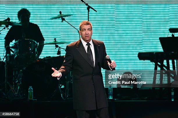 Joe Yannetty performs at the 2014 Comics Come Home Benefiting The Cam Neely Foundation For Cancer Care at TD Garden on November 8, 2014 in Boston,...