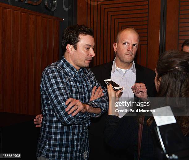 Jimmy Fallon backstage prior to the 2014 Comics Come Home Benefiting The Cam Neely Foundation For Cancer Care at TD Garden on November 8, 2014 in...