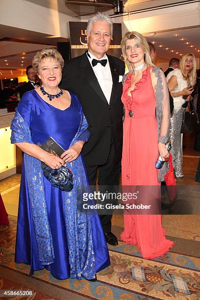 Marie-Luise Marjan, Guido Knopp and his wife Gabriella during the 33. Deutscher Sportpresseball - German Sports Media Ball 2014 at Alte Oper on...