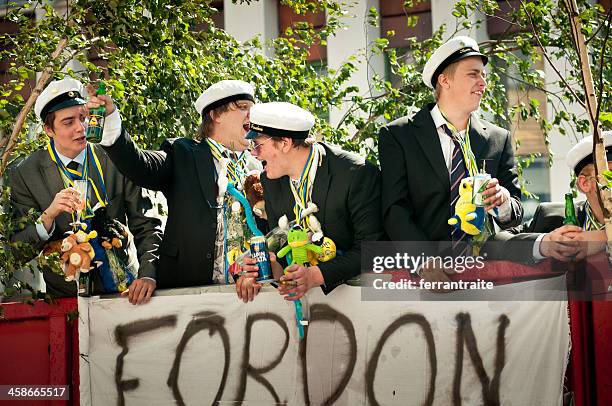 swedish high school graduation - graduation sweden stock pictures, royalty-free photos & images