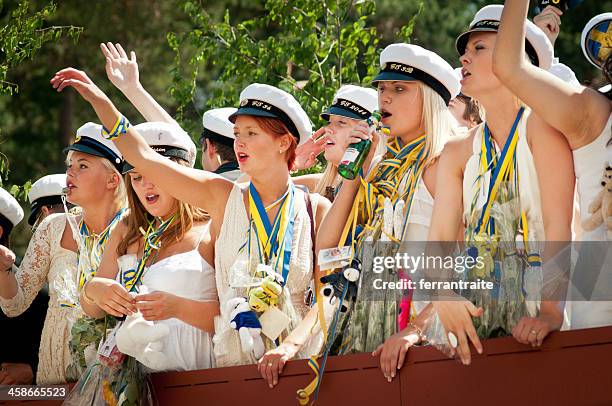 swedish high school graduation - graduation sweden stock pictures, royalty-free photos & images