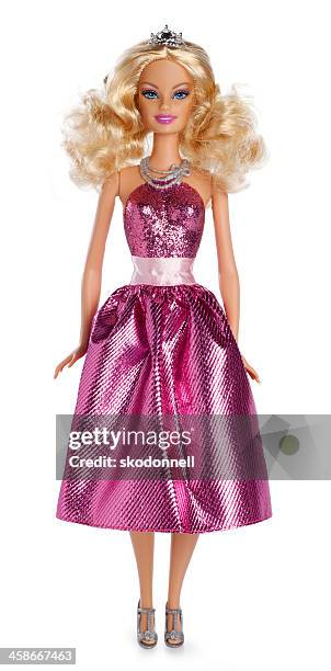 barbie doll on white - fashion doll stock pictures, royalty-free photos & images