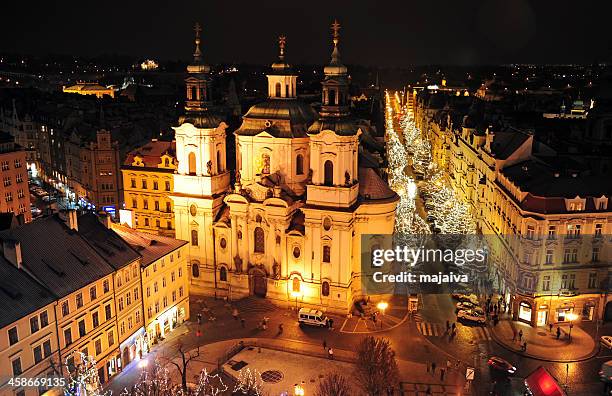 prague cityscape - prague christmas stock pictures, royalty-free photos & images