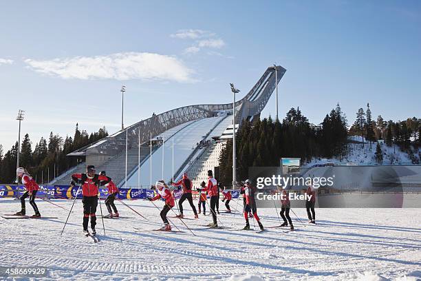 holmenkollen ski jump. - holmenkollen stock pictures, royalty-free photos & images