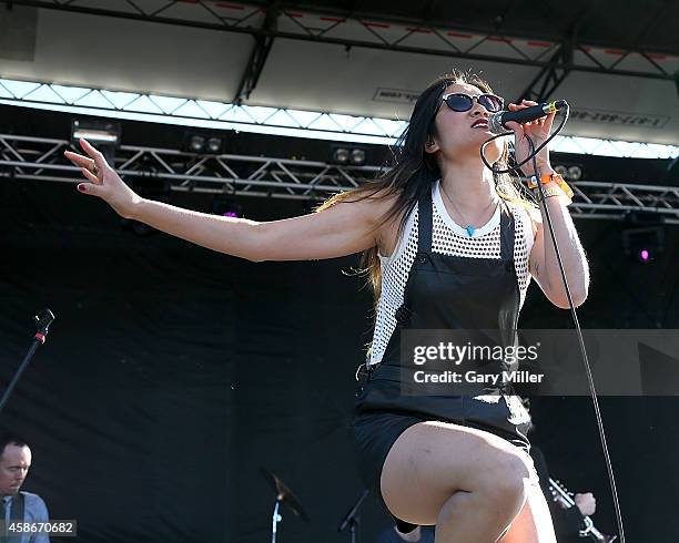 Charlene Kaye of San Fermin performs in concert during day 2 of FunFunFun Fest at Auditorium Shores on November 8, 2014 in Austin, Texas.