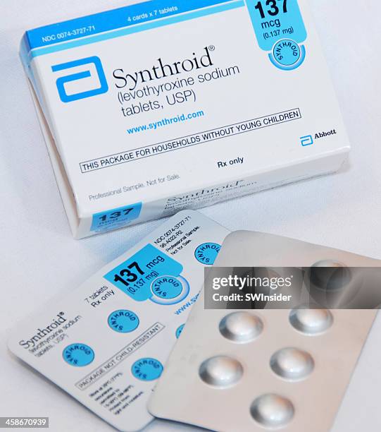 synthroid thyroid medication - hypothyroidism stock pictures, royalty-free photos & images