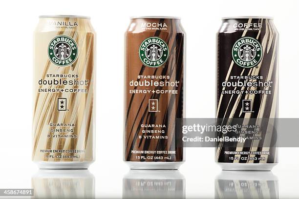 starbucks premium energy coffee drink - coffee drink on white stock pictures, royalty-free photos & images