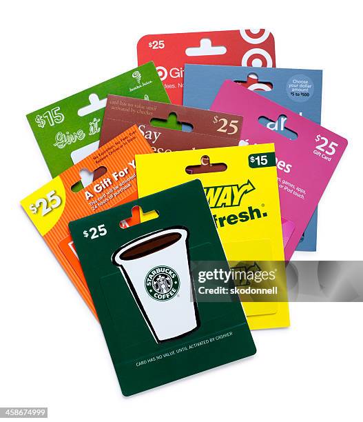 gift cards - brand name stock pictures, royalty-free photos & images