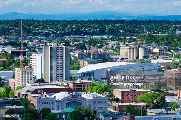 view of downtown spokane, wa from south hill - spokane stockfoto's en -beelden